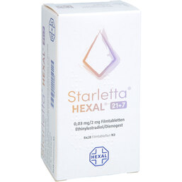 Abbildung: Starletta Hexal 21 + 7 0,03 mg / 2 mg Filmtabletten 168 St, Filmtabletten PZN 13569486