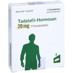 Abbildung: Tadalafil Hormosan 20 mg Filmtabletten 4 St, Filmtabletten PZN 13569948