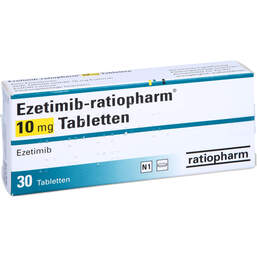 Abbildung: Ezetimib ratiopharm 10 mg Tabletten 30 St, Tabletten PZN 13572666
