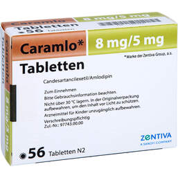 Abbildung: Caramlo 8 mg / 5 mg Tabletten 56 St, Tabletten PZN 13573950
