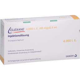Abbildung: Clexane 40 mg 0,4 ml Injektionslösung in einer Fertigspritze 50 St, Injektionslösung in einer Fertigspritze PZN 13577066