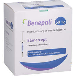 Abbildung: Benepali 50 mg Fertigspritze mit Injektionslösung 12 St, Injektionslösung PZN 13577149