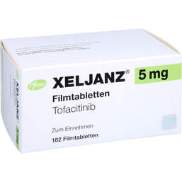 Abbildung: Xeljanz 5 mg Filmtabletten 182 St, Filmtabletten PZN 13577882