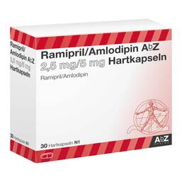 Abbildung: Ramipril / Amlodipin AbZ 2,5 mg / 5 mg Hartkapseln 30 St, Hartkapseln PZN 13578025