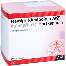 Abbildung: Ramipril / Amlodipin AbZ 2,5 mg / 5 mg Hartkapseln 60 St, Hartkapseln PZN 13578048
