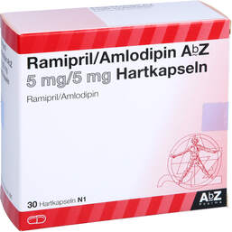 Abbildung: Ramipril / Amlodipin AbZ 5 mg / 5 mg Hartkapseln 30 St, Hartkapseln PZN 13578083