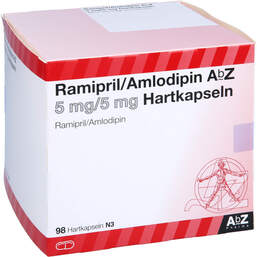 Abbildung: Ramipril / Amlodipin AbZ 5 mg / 5 mg Hartkapseln 98 St, Hartkapseln PZN 13578137