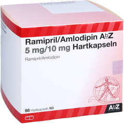 Abbildung: Ramipril / Amlodipin AbZ 5 mg / 10 mg Hartkapseln 98 St, Hartkapseln PZN 13578189
