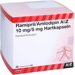 Abbildung: Ramipril / Amlodipin AbZ 10 mg / 5 mg Hartkapseln 98 St, Hartkapseln PZN 13578232