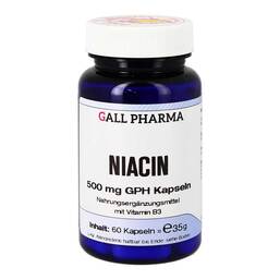 Abbildung: Niacin 500 mg GPH Kapseln 60 St, Kapseln PZN 13578427