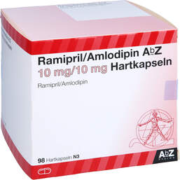 Abbildung: Ramipril / Amlodipin AbZ 10 mg / 10 mg Hartkapseln 98 St, Hartkapseln PZN 13581984