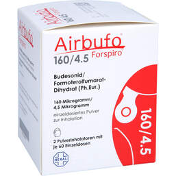 Abbildung: Airbufo Forspiro 160 µg / 4,5 µg / Dosis 2x60 ED 2 St, Inhalationspulver PZN 13584681