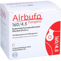 Abbildung: Airbufo Forspiro 160 µg / 4,5 µg / Dosis 3x60 ED 3 St, Inhalationspulver PZN 13584698