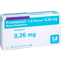Abbildung: Pramipexol 1A Pharma 0,26 mg Retardtabletten 30 St, Retard-Tabletten PZN 13588070