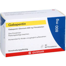 Abbildung: Gabapentin Glenmark 800 mg Filmtabletten 50 St, Filmtabletten PZN 13589589