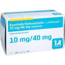 Abbildung: Ezetimib / Simvastatin 1A Pharma 10 mg / 40 mg Tabletten  100 St, Tabletten PZN 13592120