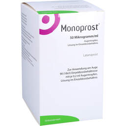 Abbildung: Monoprost 50 Mikrogramm / ml Augentropfenin Einzeldosen 90X0.2 ml, Einzeldosispipetten PZN 13600026