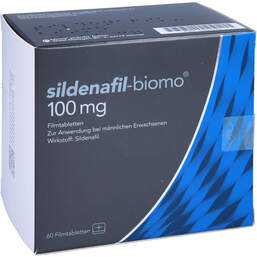 Abbildung: Sildenafil biomo 100 mg Filmtabletten 60 St, Filmtabletten PZN 13624742