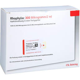 Abbildung: Rhophylac 300 Injektionslösung in Fertigspritze 5X2 ml, Injektionslösung PZN 13654890