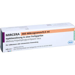 Abbildung: Mircera 360 Mikrogramm / 0,6 ml Injektionslösung i.e.Fert.-S 1 St, Injektionslösung in einer Fertigspritze PZN 13696090