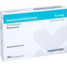 Abbildung: Dutasterid Axiromed 0,5 mg Weichkapseln 30 St, Weichkapseln PZN 13699898