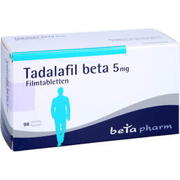 Abbildung: Tadalafil beta 5 mg Filmtabletten 98 St, Filmtabletten PZN 13700101
