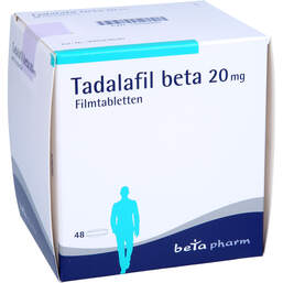 Abbildung: Tadalafil beta 20 mg Filmtabletten 48 St, Filmtabletten PZN 13700325