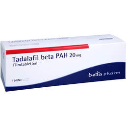 Abbildung: Tadalafil beta Pah 20 mg Filmtabletten 120 St, Filmtabletten PZN 13700377