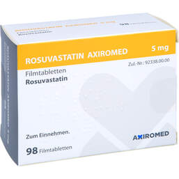 Abbildung: Rosuvastatin Axiromed 5 mg Filmtabletten 98 St, Filmtabletten PZN 13705073
