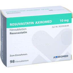 Abbildung: Rosuvastatin Axiromed 10 mg Filmtabletten 98 St, Filmtabletten PZN 13705104