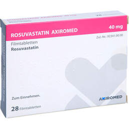 Abbildung: Rosuvastatin Axiromed 40 mg Filmtabletten 28 St, Filmtabletten PZN 13705156