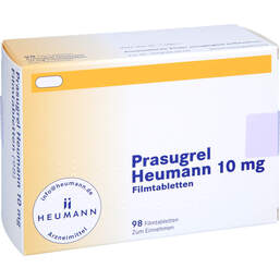 Abbildung: Prasugrel Heumann 10 mg Filmtabletten 98 St, Filmtabletten PZN 13706457