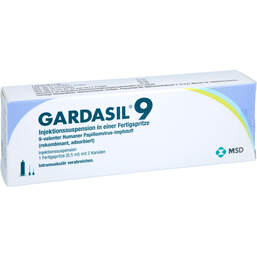 Abbildung: Gardasil 9 Injektionssuspension in einer Fertigspritze 1 St, Fertigspritzen PZN 13711843