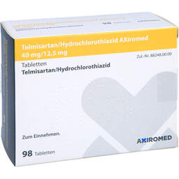 Abbildung: Telmisartan / Hydrochlorothiazid Axiromed 40 / 12,5 mg 98 St, Tabletten PZN 13716438