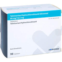 Abbildung: Telmisartan / Hydrochlorothiazid Axiromed 80 / 12,5 mg 98 St, Tabletten PZN 13716467