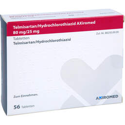 Abbildung: Telmisartan / Hydrochlorothiazid Axiromed 80 / 25 mg 56 St, Tabletten PZN 13716496