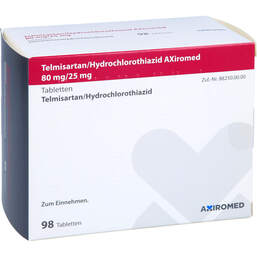 Abbildung: Telmisartan / Hydrochlorothiazid Axiromed 80 / 25 mg 98 St, Tabletten PZN 13716504