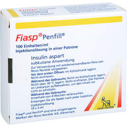 Abbildung: Fiasp 100 Einheiten / ml Injektionslösung i.e.Patrone 10X3 ml, Zylinderampullen PZN 13719158