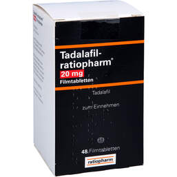 Abbildung: Tadalafil ratiopharm 20 mg Filmtabletten 48 St, Filmtabletten PZN 13720351