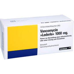 Abbildung: Vancomycin Lederle 1000mg Pulver zur H.e.Lösung zum Einnehmen / Inf 10 St, Trockensubstanz ohne Lösu PZN 13721994