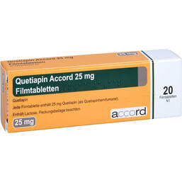 Abbildung: Quetiapin Accord 25 mg Filmtabletten 20 St, Filmtabletten PZN 13722752
