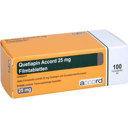 Abbildung: Quetiapin Accord 25 mg Filmtabletten 100 St, Filmtabletten PZN 13722775