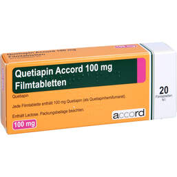 Abbildung: Quetiapin Accord 100 mg Filmtabletten 20 St, Filmtabletten PZN 13722798
