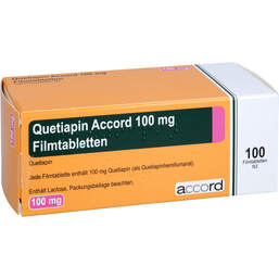 Abbildung: Quetiapin Accord 100 mg Filmtabletten 100 St, Filmtabletten PZN 13722812
