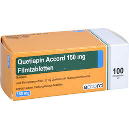 Abbildung: Quetiapin Accord 150 mg Filmtabletten 100 St, Filmtabletten PZN 13722858