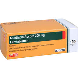 Abbildung: Quetiapin Accord 200 mg Filmtabletten 100 St, Filmtabletten PZN 13722893