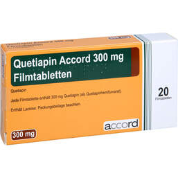 Abbildung: Quetiapin Accord 300 mg Filmtabletten 20 St, Filmtabletten PZN 13722918