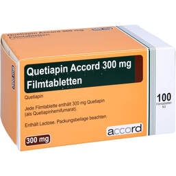 Abbildung: Quetiapin Accord 300 mg Filmtabletten 100 St, Filmtabletten PZN 13722930