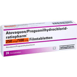Abbildung: Atovaquon / Proguanil-HCL ratiopharm 250 / 100mg Fta 24 St, Filmtabletten PZN 13723409