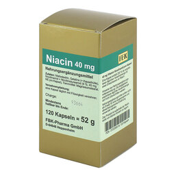 Abbildung: Niacin 40 mg pro Kapsel 120 St, Kapseln PZN 13723993